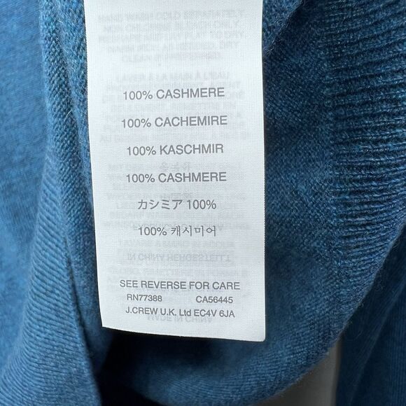 J.Crew Italian Cashmere Blue V Neck Sweater Mens SZ M Cozy Soft Classic - Picture 4 of 5